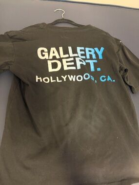 Unisex Gallery Dept Black Tee with Blue Gradient Logo